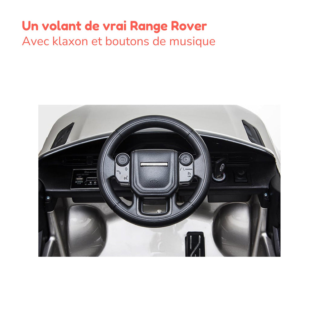 Volant du Range Rover Evoque enfant avec klaxon et boutons de musique