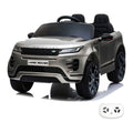 Range Rover Evoque gris, voiture électrique enfant 12V, vue trois quarts avant avec sa télécommande