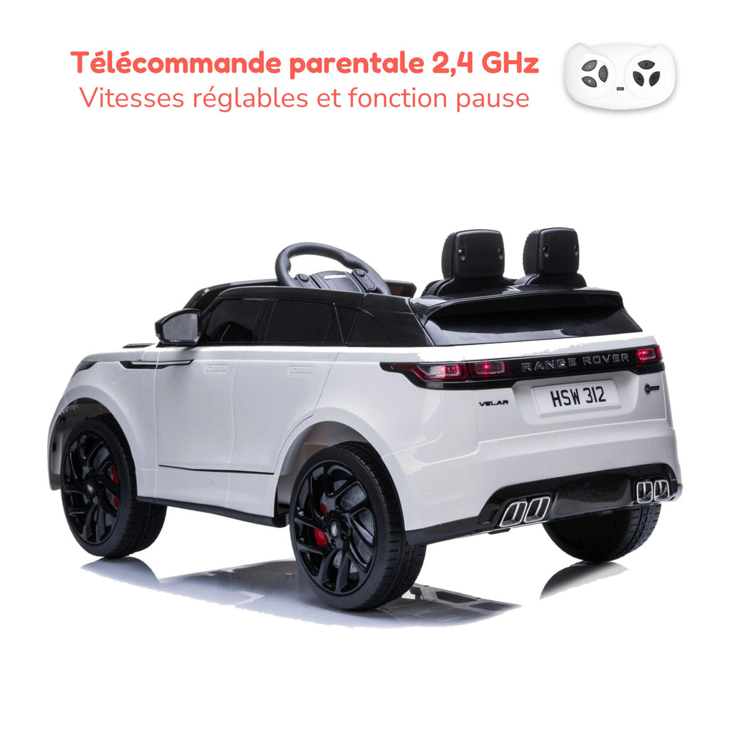 Télécommande parentale 2,4 GHz du Range Rover Velar enfant, vitesses réglables et fonction pause