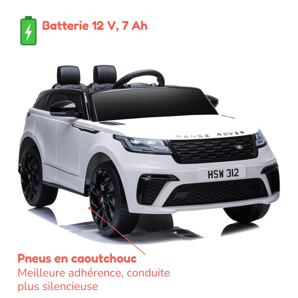 Batterie 12 V 7 Ah et pneus en caoutchouc du Range Rover Velar enfant