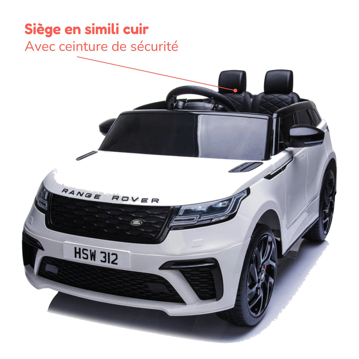 Siège en simili cuir avec ceinture de sécurité du Range Rover Velar enfant