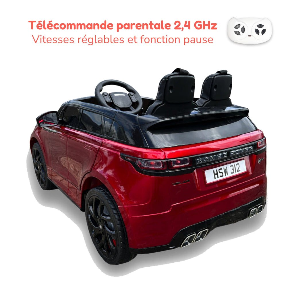 Télécommande parentale 2,4 GHz du Range Rover Velar enfant, vitesses réglables et fonction pause