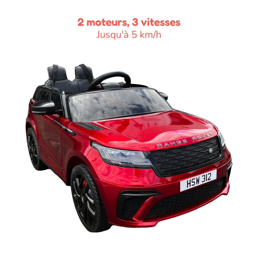 Range Rover Velar rouge enfant, 2 moteurs et 3 vitesses jusqu'à 5 km/h