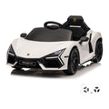 Lamborghini Revuelto blanche, voiture électrique enfant, avec sa télécommande