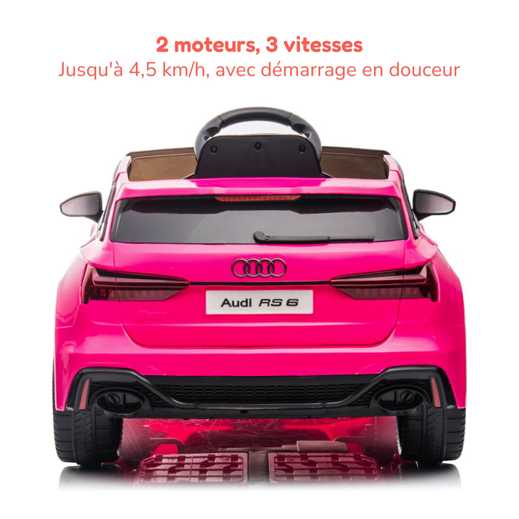 Audi RS6 rose enfant, 2 moteurs et 3 vitesses