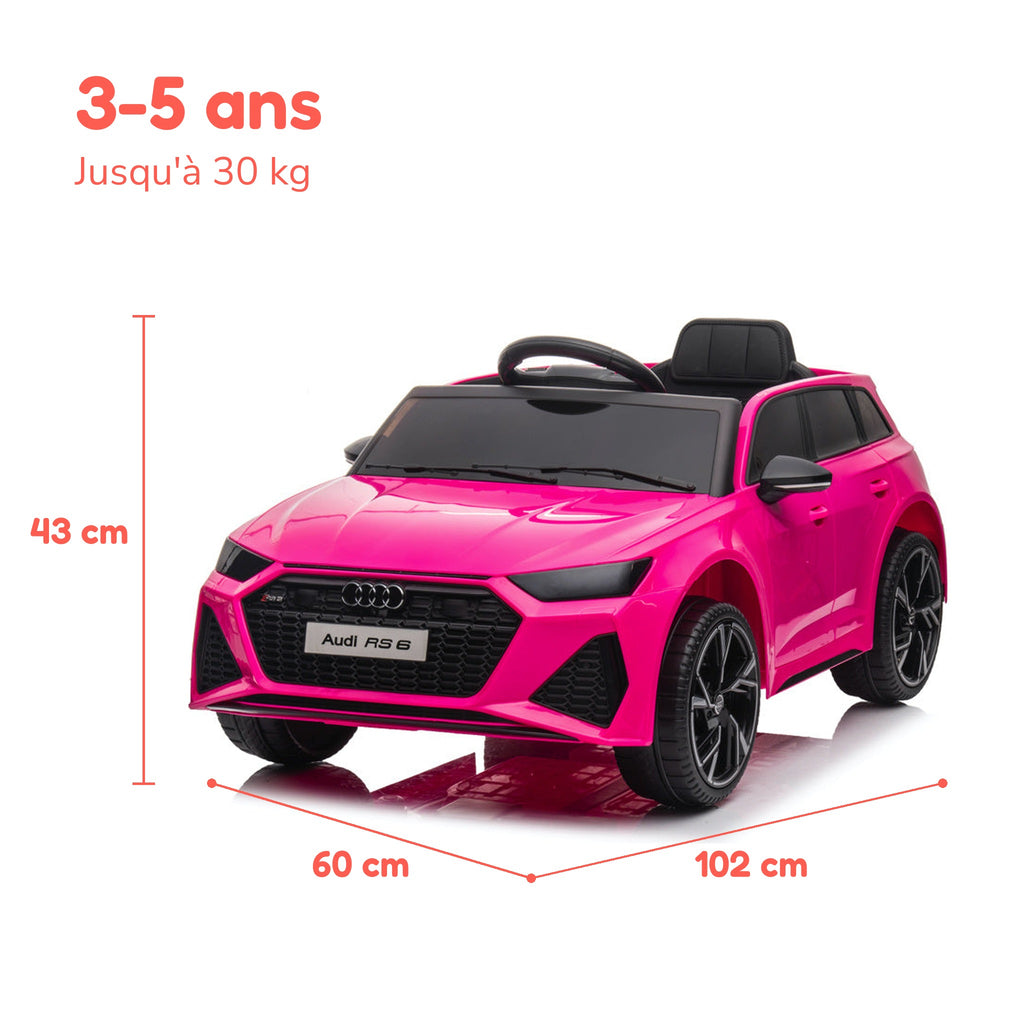 Dimensions de la Audi RS6 enfant, âge et charge maximale