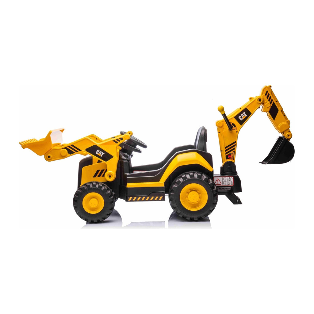 Tractopelle Caterpillar - profil avec bras d'excavation deploye