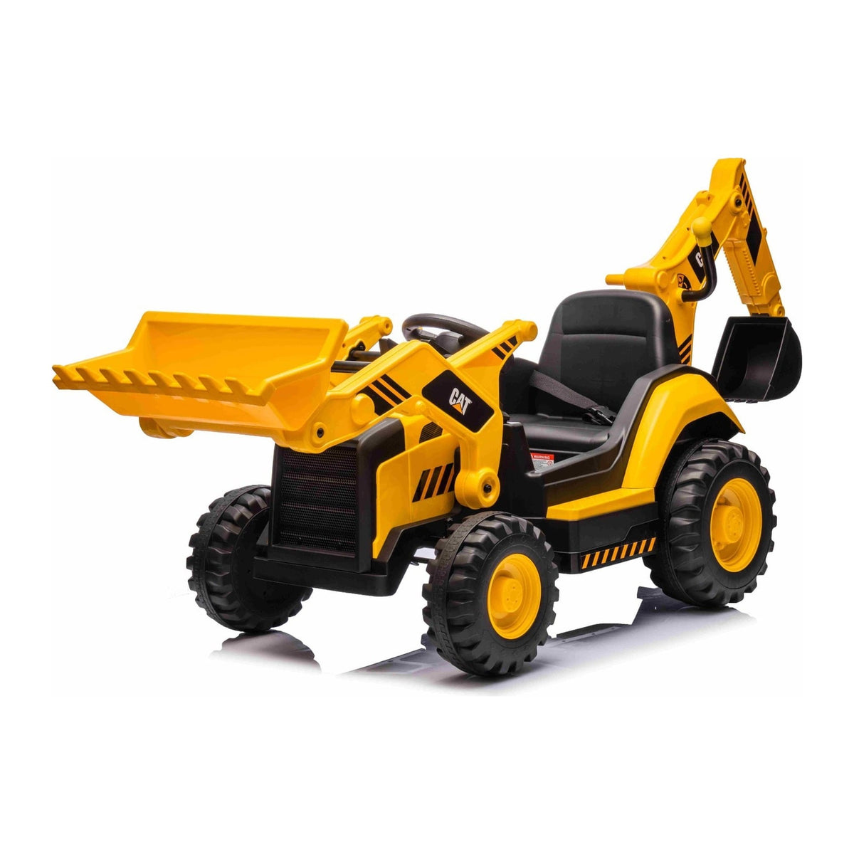 Tractopelle Caterpillar - vue trois quarts avant droit