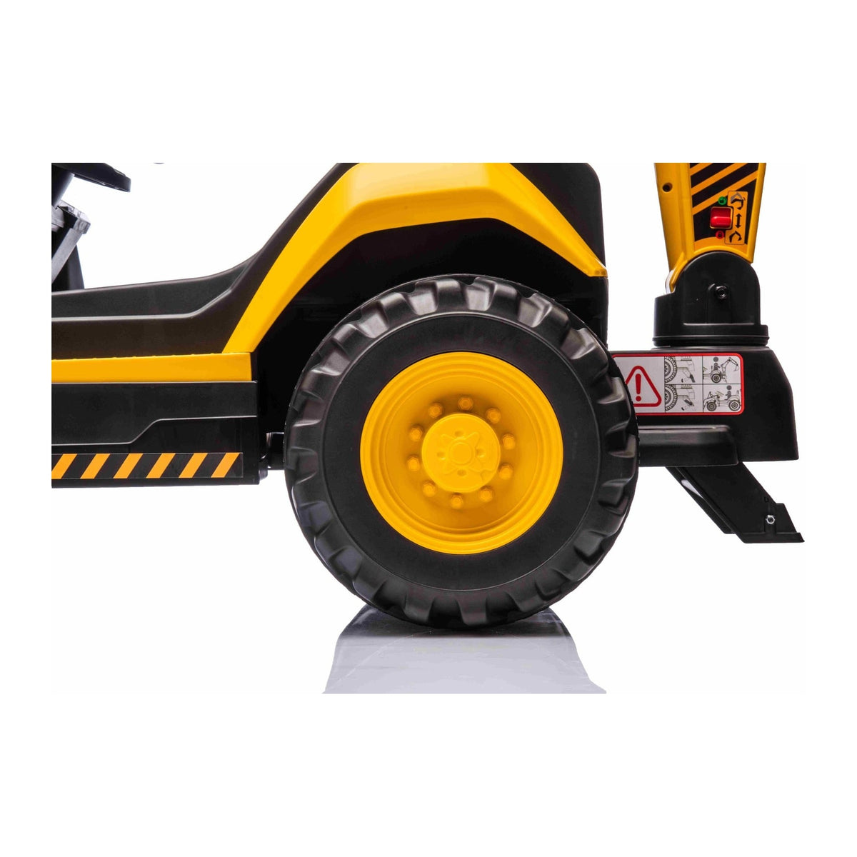 Roue et marchepied du tractopelle Caterpillar electrique enfant