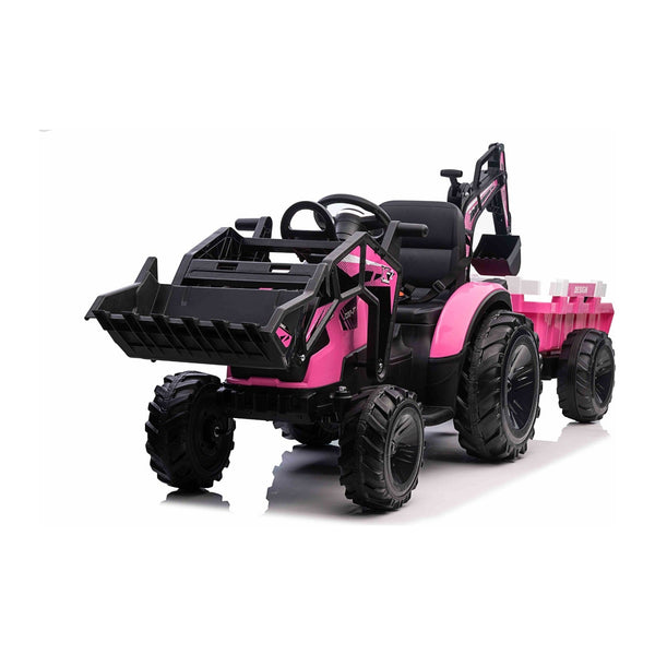 Tractopelle électrique enfant 12V avec remorque — Batterie amovible