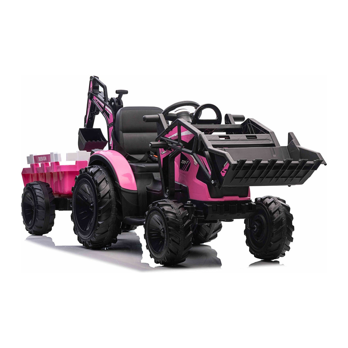 Godet chargeur et bras d'excavation du tractopelle electrique enfant