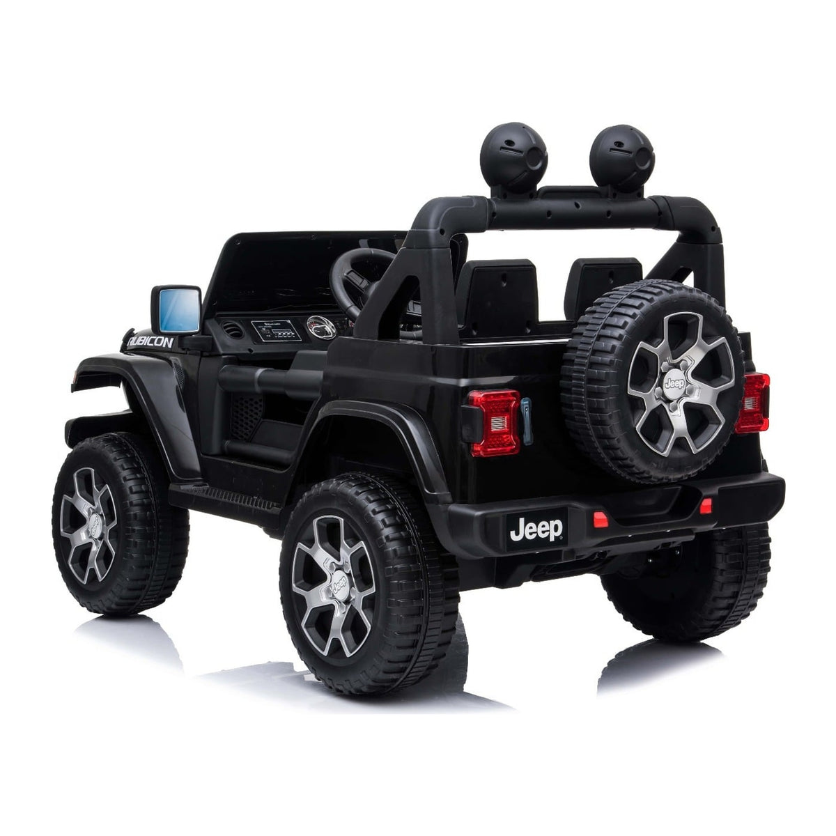 Jeep Wrangler Rubicon noir - vue trois quarts arriere